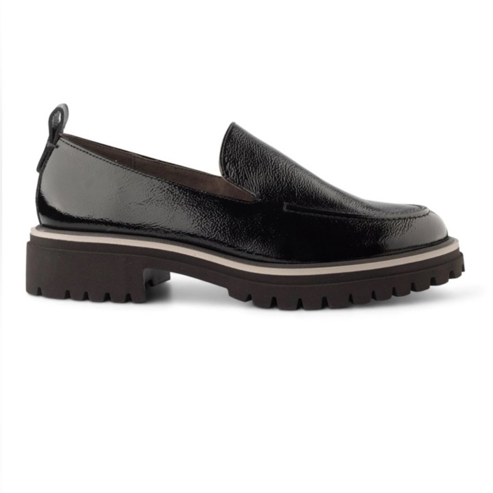 NEW Paul Green Naomi Platform Black Crinkled Loafer Size 6 US 3.5 UK